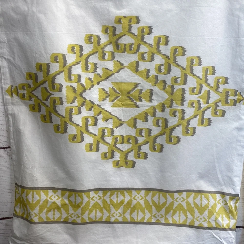 Set of 2 pillow cases pillow shams WEST ELM ORGANIC MANDALA IKAT CITRON YELLOW